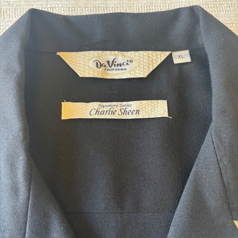 DaVinci California Charlie Sheen Signature Series Bowling Shirt Black White XL - Picture 5 of 11